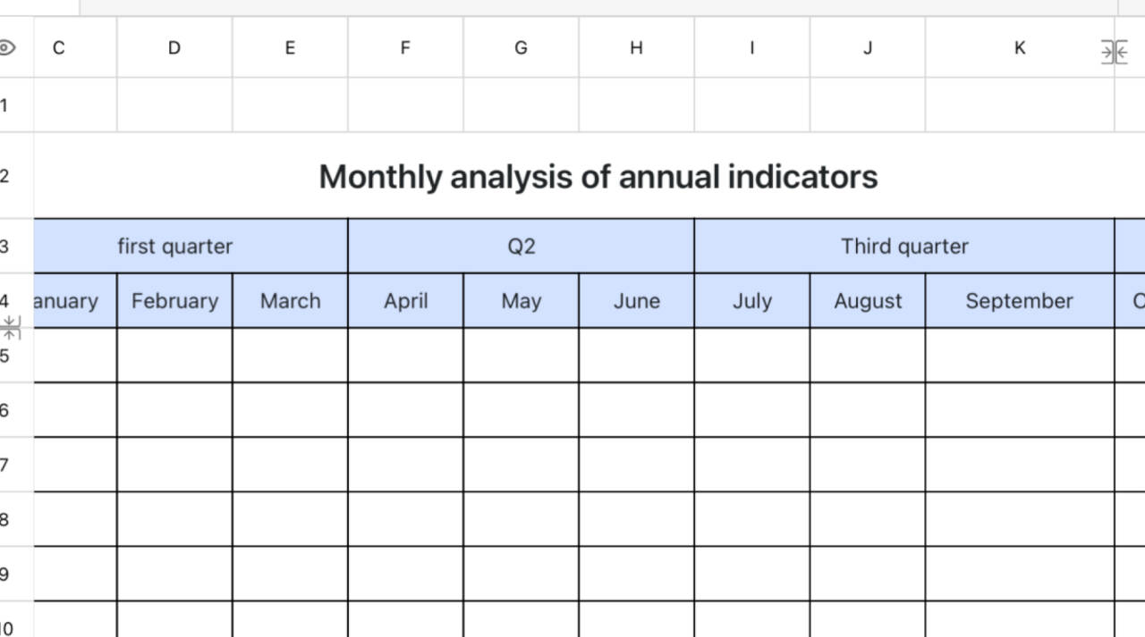 Monthly analysis of annual metrics 1